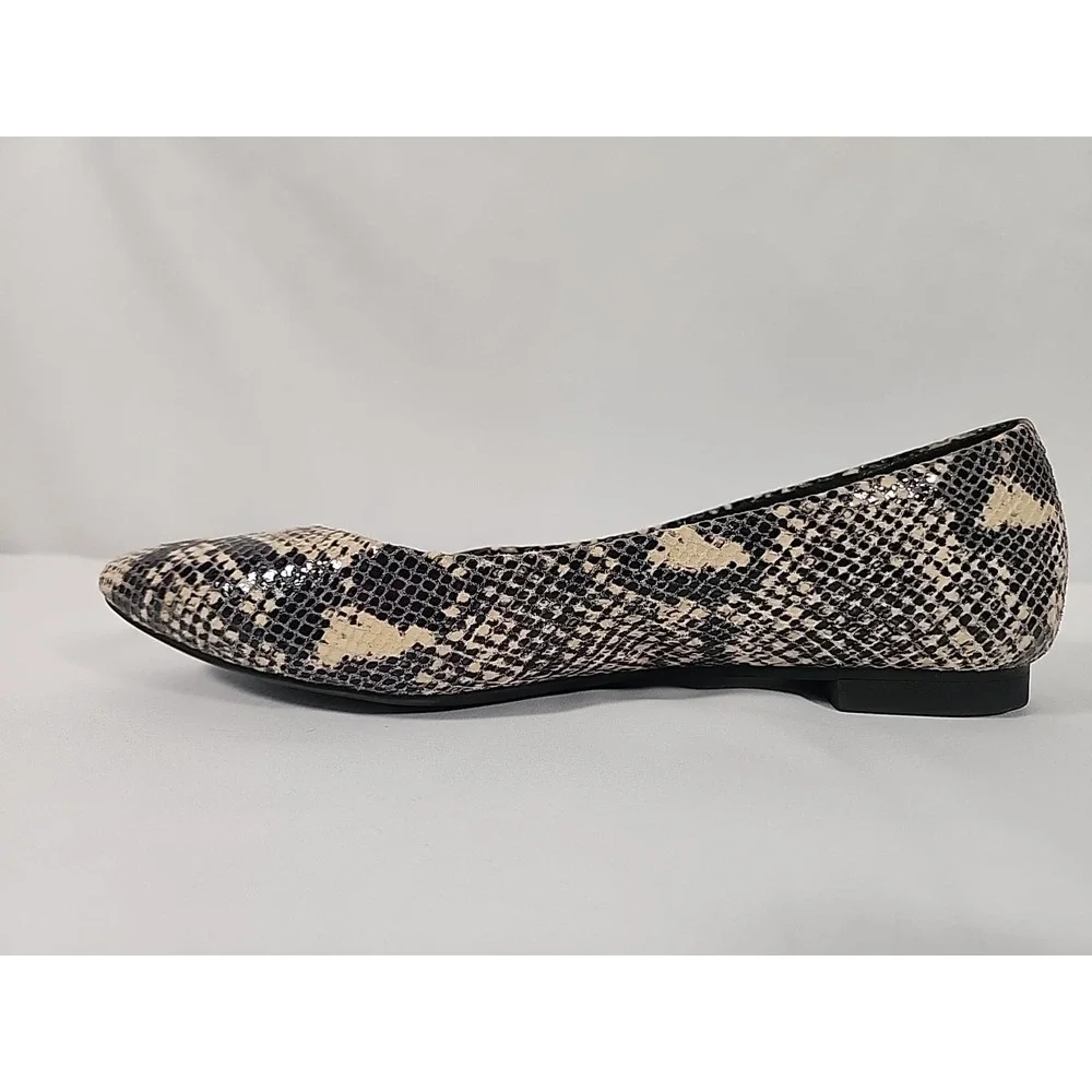 Vionic Caballo Snake Print Pointed Toe Ballet Flats Slip On Shoes Preppy Women 8